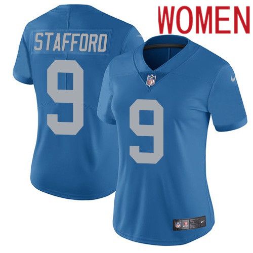 Women Detroit Lions #9 Matthew Stafford Nike Blue Alternate Vapor Limited NFL Jersey->women nfl jersey->Women Jersey